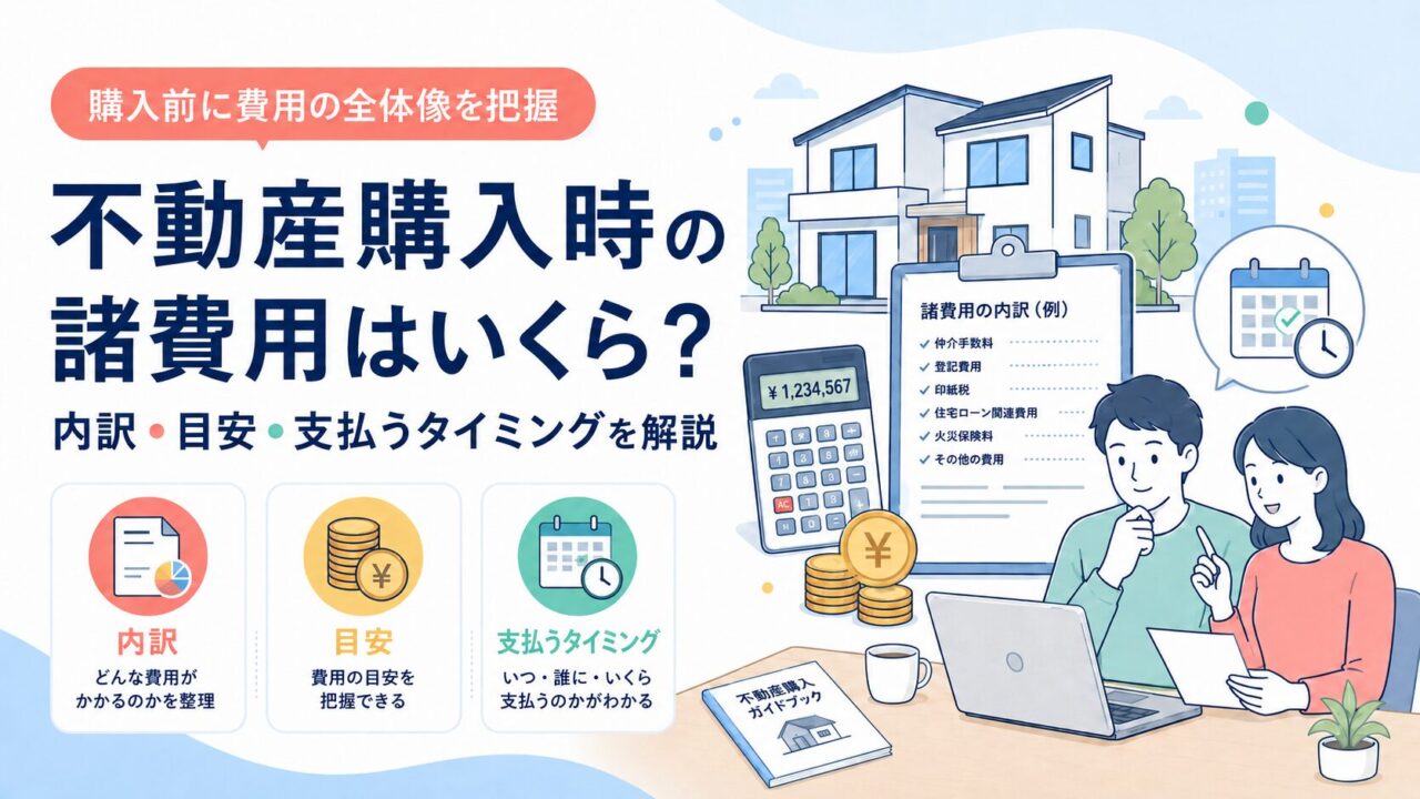 不動産購入時の諸費用はいくら？内訳・目安・支払うタイミングを解説