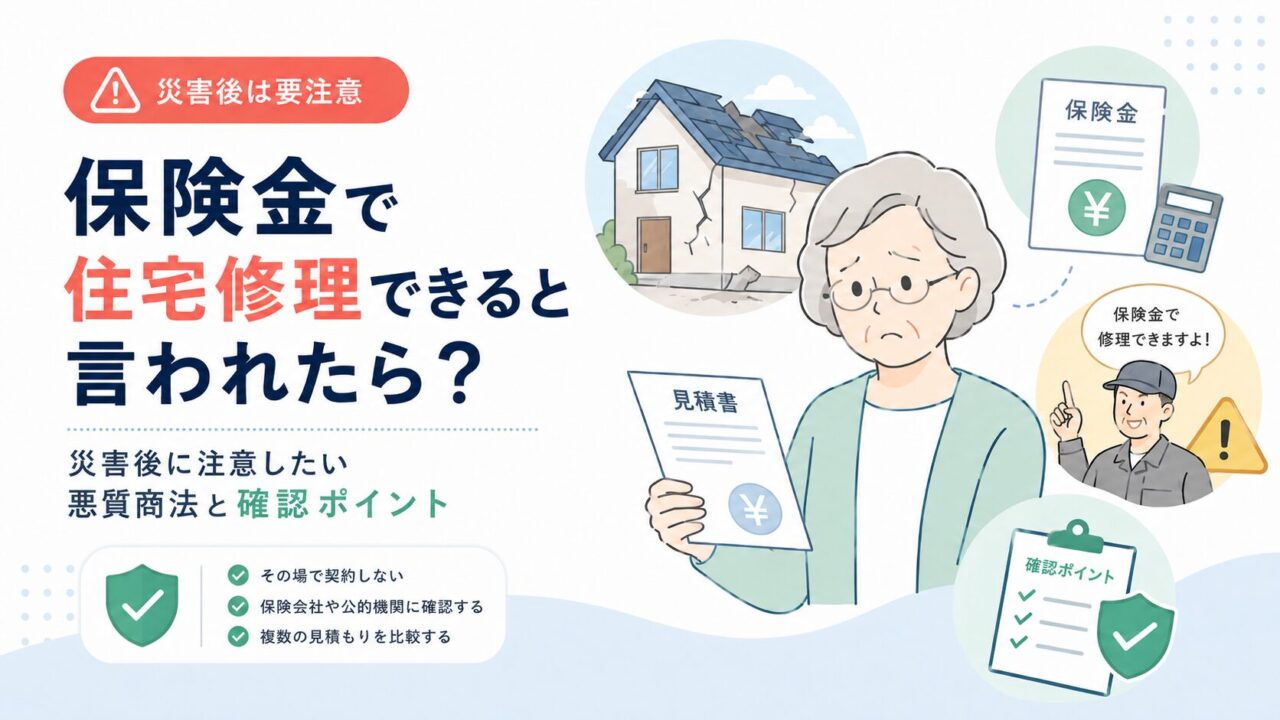 保険金で住宅修理できると言われたら？災害後に注意したい悪質商法と確認ポイント