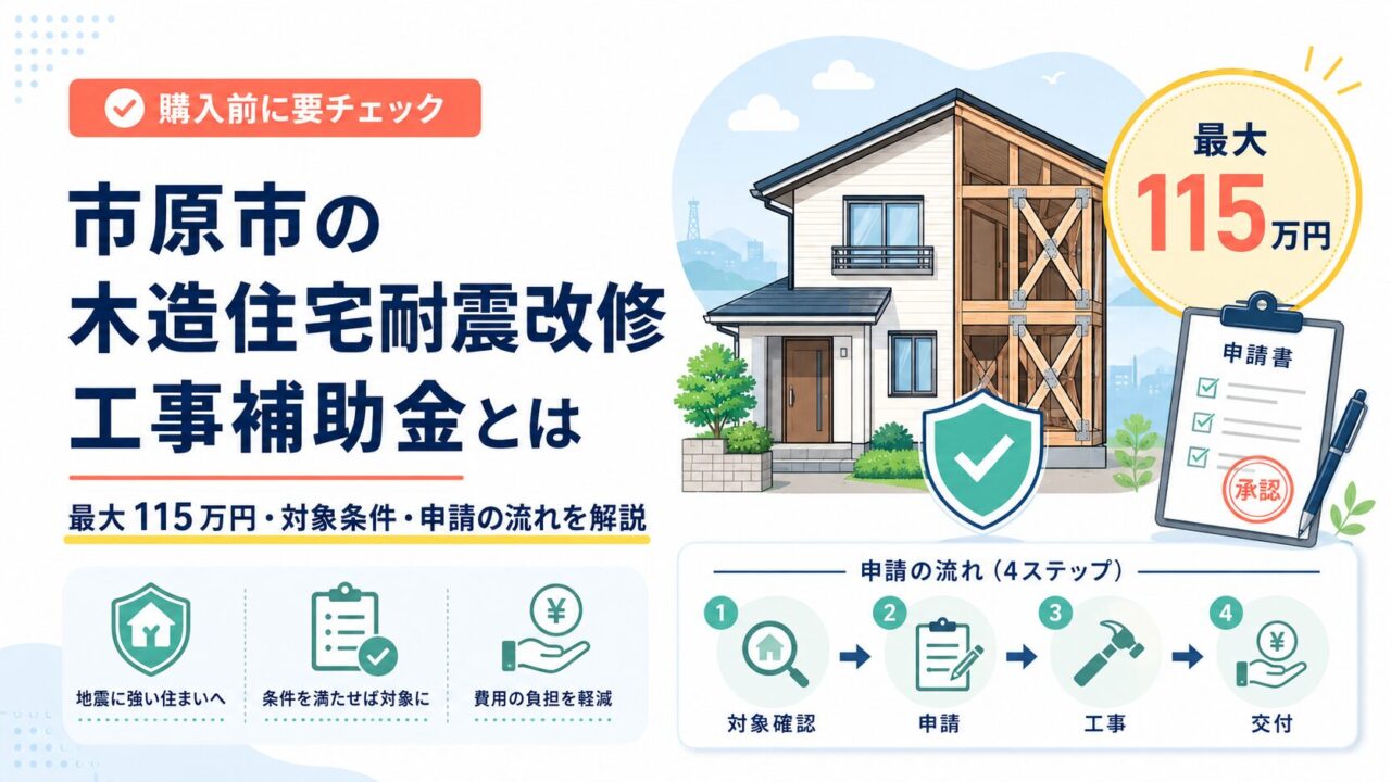 市原市の木造住宅耐震改修工事補助金とは｜最大115万円・対象条件・申請の流れを解説