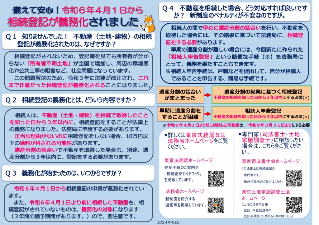 令和6年(2024年)4月1日から、相続登記が義務化されました。