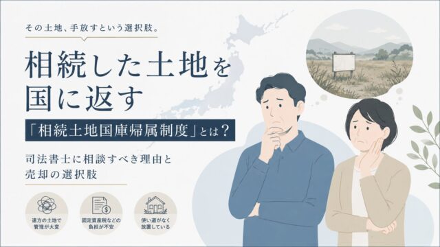 相続した土地を国に返す「相続土地国庫帰属制度」とは？司法書士に相談すべき理由と売却の選択肢
