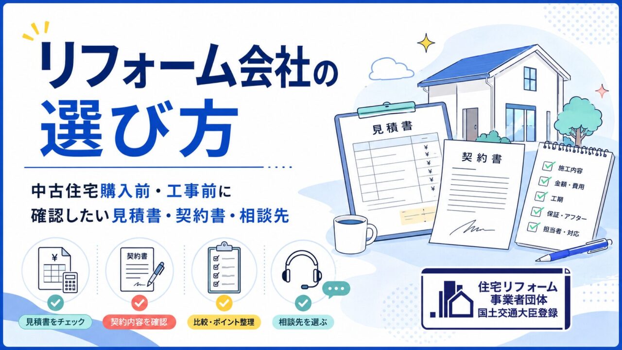 リフォーム会社の選び方｜中古住宅購入前・工事前に確認したい見積書・契約書・相談先