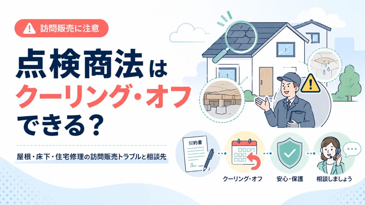 点検商法はクーリング・オフできる？屋根・床下・住宅修理の訪問販売トラブルと相談先