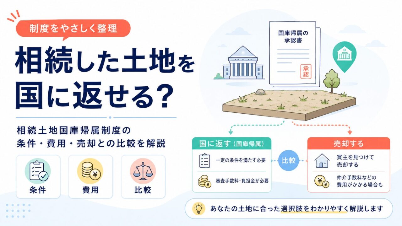 相続した土地を国に返せる？相続土地国庫帰属制度の条件・費用・売却との比較を解説