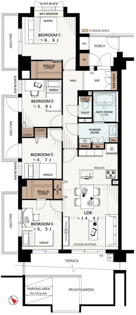【仲介手数料0円】ルイシャトレ浦安ノーブルフォート1階｜5,799万円
リノベーション物件・三方角部屋・85㎡超・4LDK
