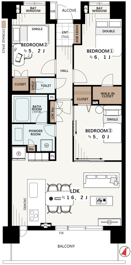 【仲介手数料0円】レアシス津田沼前原の丘3階｜3,478万円