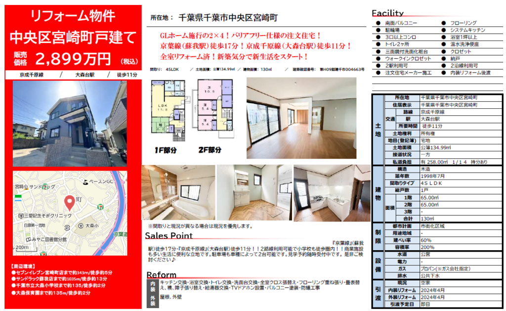 【仲介手数料0円】千葉市中央区宮崎町中古戸建｜2,899万円