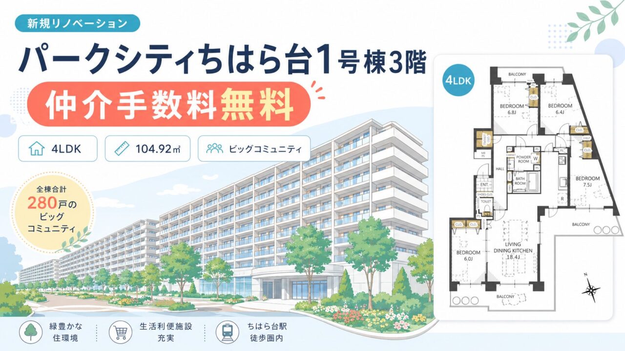 【仲介手数料無料】パークシティちはら台1号棟3階 ｜2,390万円（税込）