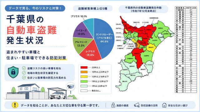 千葉県の自動車盗難発生状況｜盗まれやすい車種と住まい・駐車場でできる防犯対策