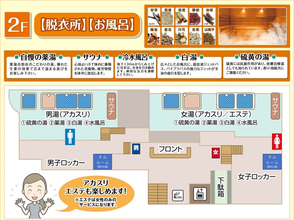 薬湯市原店：2Fフロアマップ