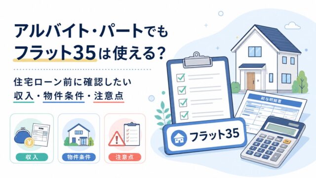 アルバイト・パートでもフラット35は使える？住宅ローン前に確認したい収入・物件条件・注意点