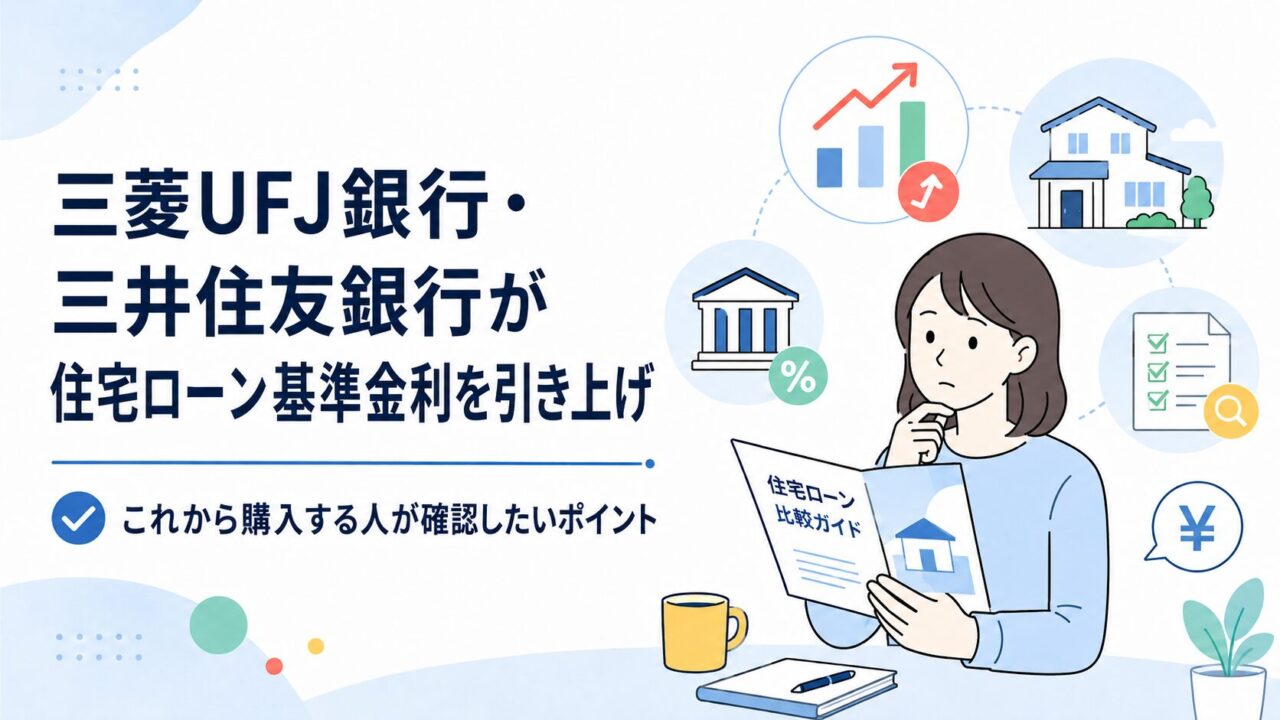 三菱UFJ銀行・三井住友銀行が住宅ローン基準金利を引き上げ｜これから購入する人が確認したいポイント
