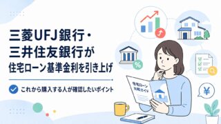 三菱UFJ銀行・三井住友銀行が住宅ローン基準金利を引き上げ｜これから購入する人が確認したいポイント