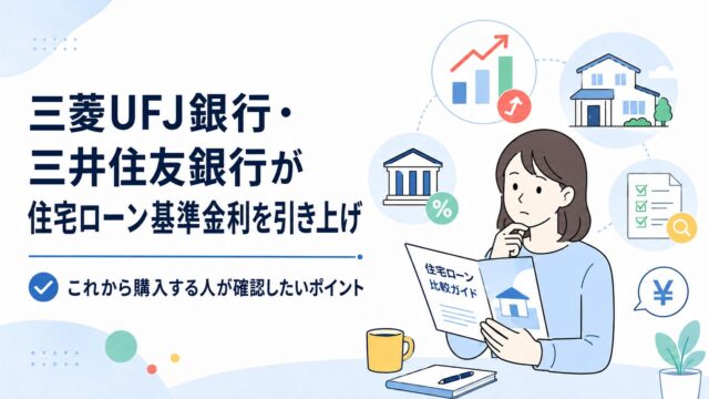 三菱UFJ銀行・三井住友銀行が住宅ローン基準金利を引き上げ｜これから購入する人が確認したいポイント