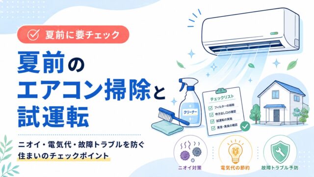 夏前のエアコン掃除と試運転｜ニオイ・電気代・故障トラブルを防ぐ住まいのチェックポイント