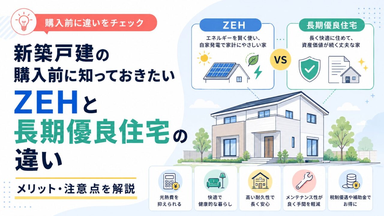 新築戸建の購入前に知っておきたいZEHと長期優良住宅の違い｜メリット・注意点を解説