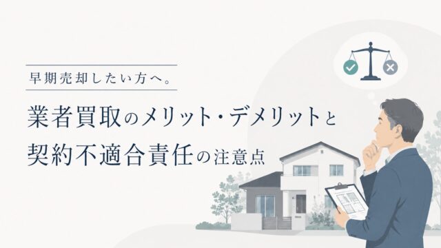 早期売却したい方へ。業者買取のメリット・デメリットと契約不適合責任の注意点