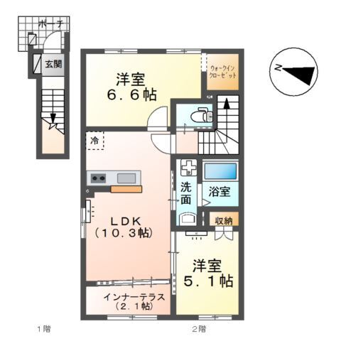 ベルスーズ205号室の間取り
