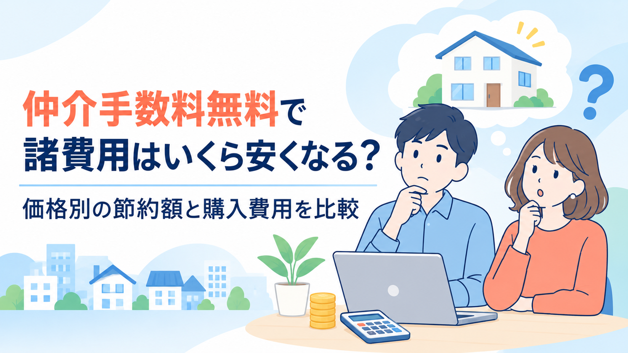 仲介手数料無料で諸費用はいくら安くなる？価格別の節約額と購入費用を比較
