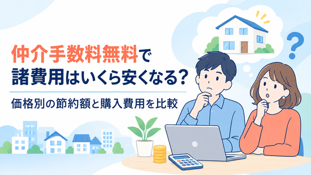 仲介手数料無料で諸費用はいくら安くなる？価格別の節約額と購入費用を比較