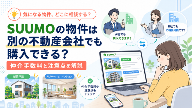 SUUMOの物件は別の不動産会社でも購入できる？仲介手数料と注意点を解説