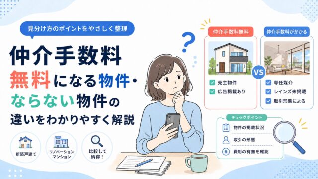仲介手数料無料になる物件・ならない物件の違いをわかりやすく解説