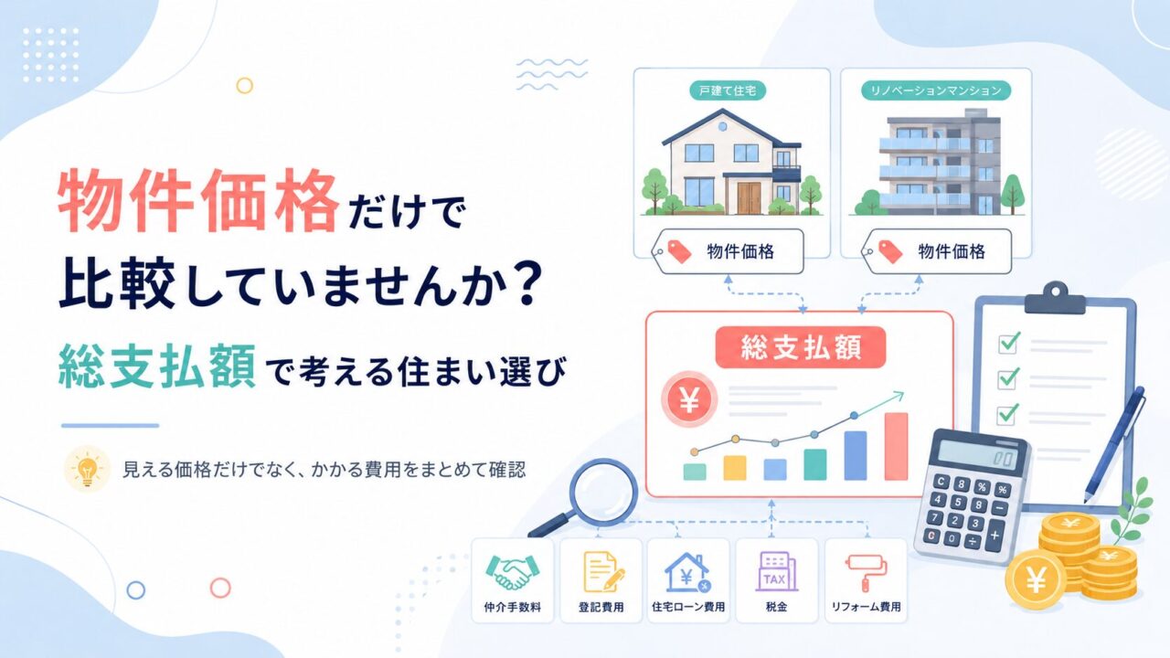 物件価格だけで比較していませんか？総支払額で考える住まい選び