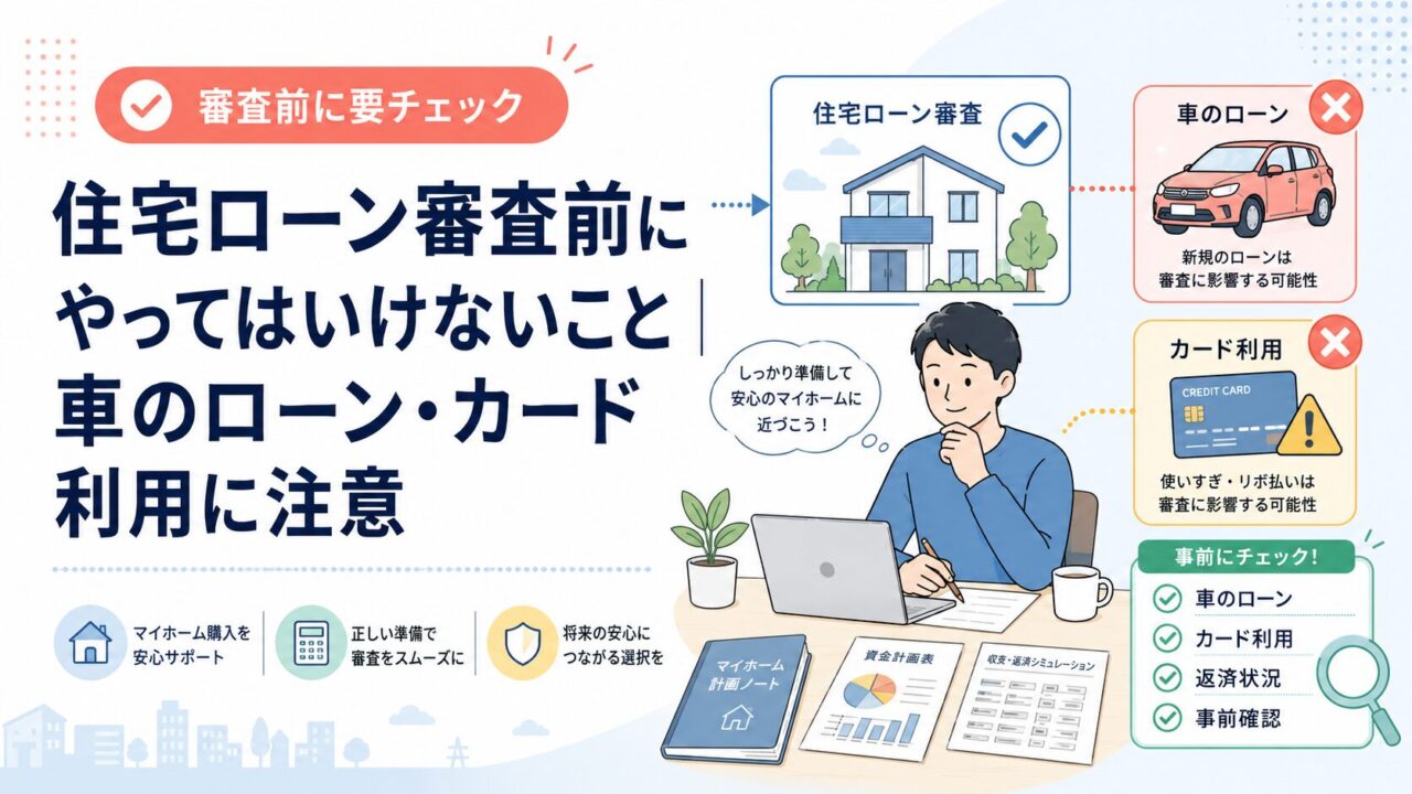 住宅ローン審査前にやってはいけないこと｜車のローン・カード利用に注意