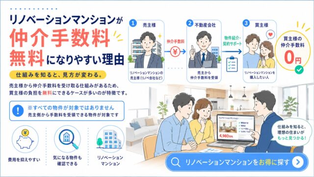 リノベーションマンションが仲介手数料無料になりやすい理由