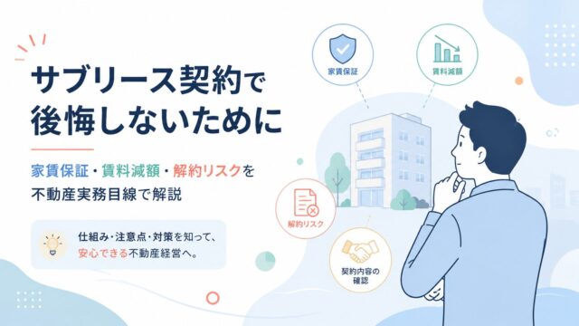 サブリース契約で後悔しないために｜家賃保証・賃料減額・解約リスクを不動産実務目線で解説