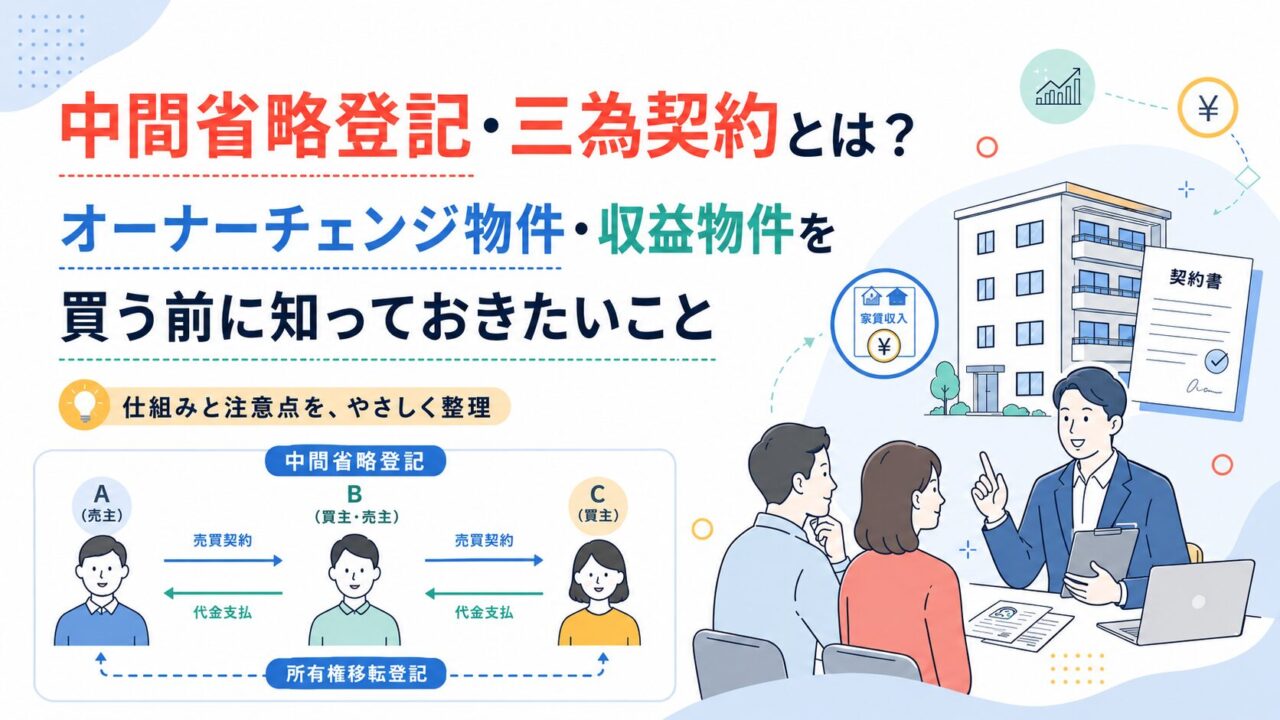 中間省略登記・三為契約とは？オーナーチェンジ物件・収益物件を買う前に知っておきたいこと