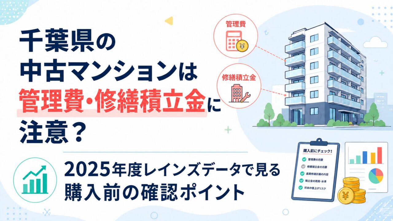 千葉県の中古マンションは管理費・修繕積立金に注意？2025年度レインズデータで見る購入前の確認ポイント