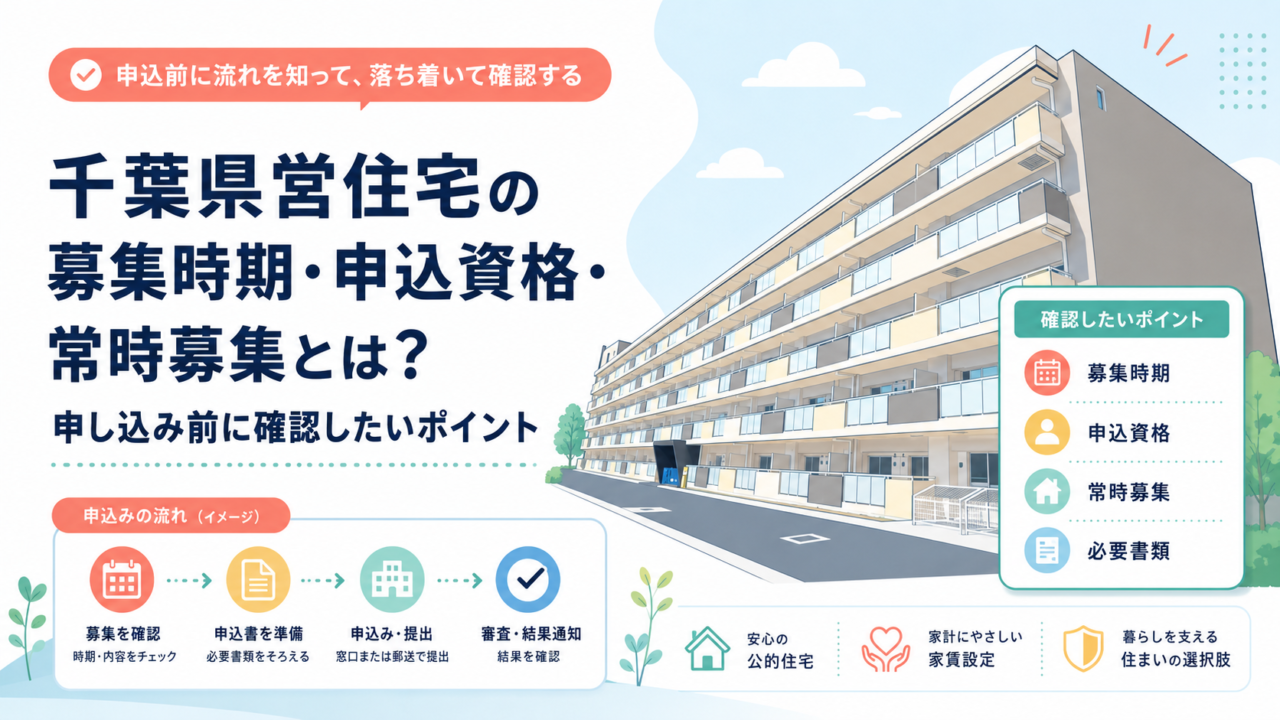 千葉県営住宅の募集時期・申込資格・常時募集とは？申し込み前に確認したいポイント