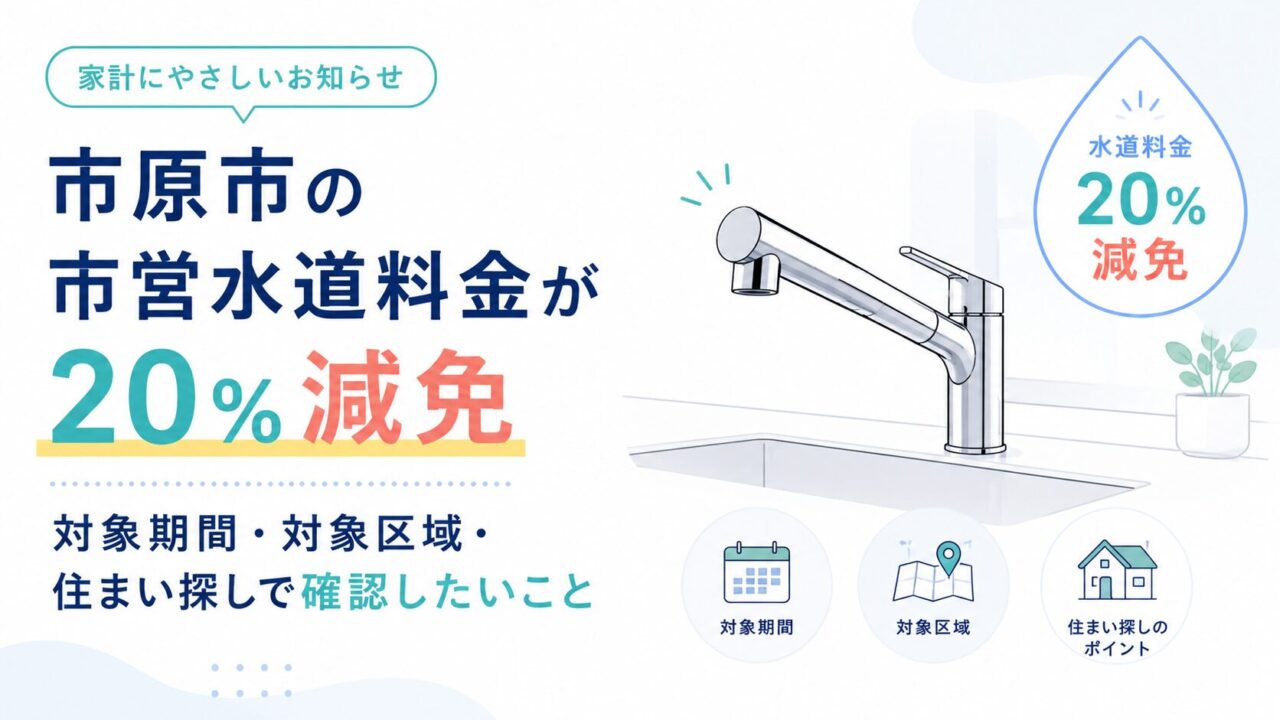 市原市の市営水道料金が20％減免｜対象期間・対象区域・住まい探しで確認したいこと