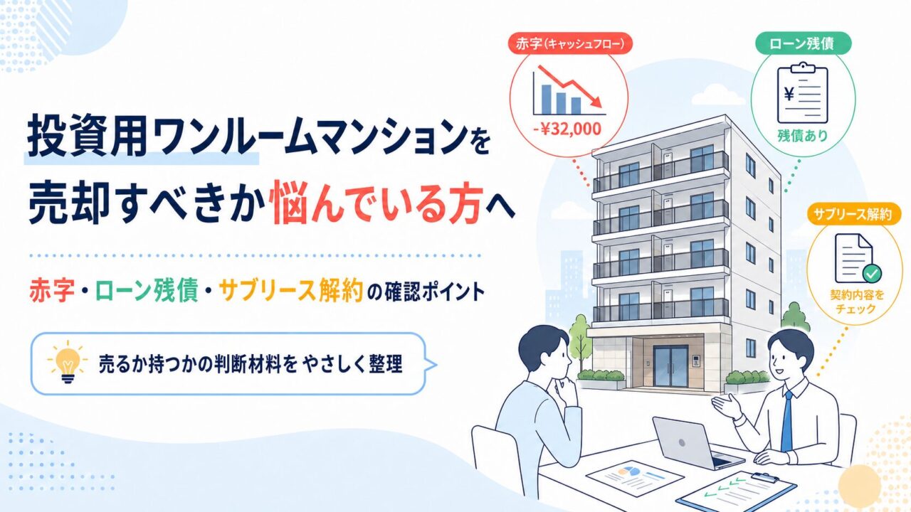 投資用ワンルームマンションを売却すべきか悩んでいる方へ｜赤字・ローン残債・サブリース解約の確認ポイント