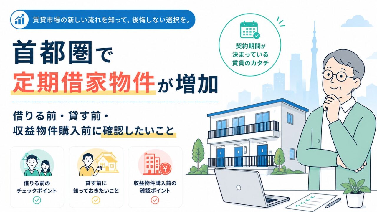 首都圏で定期借家物件が増加｜借りる前・貸す前・収益物件購入前に確認したいこと