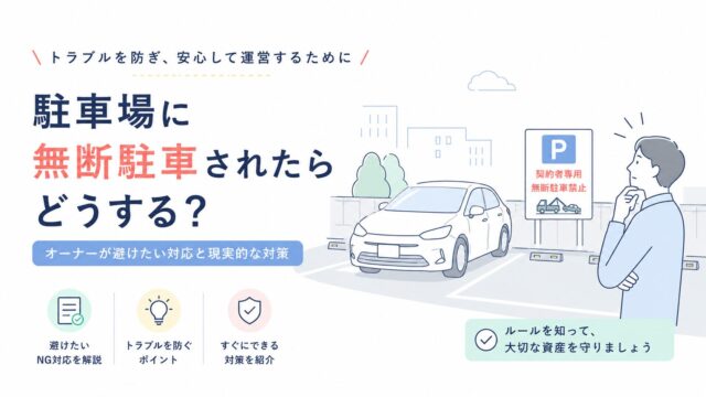 駐車場に無断駐車されたらどうする？オーナーが避けたい対応と現実的な対策