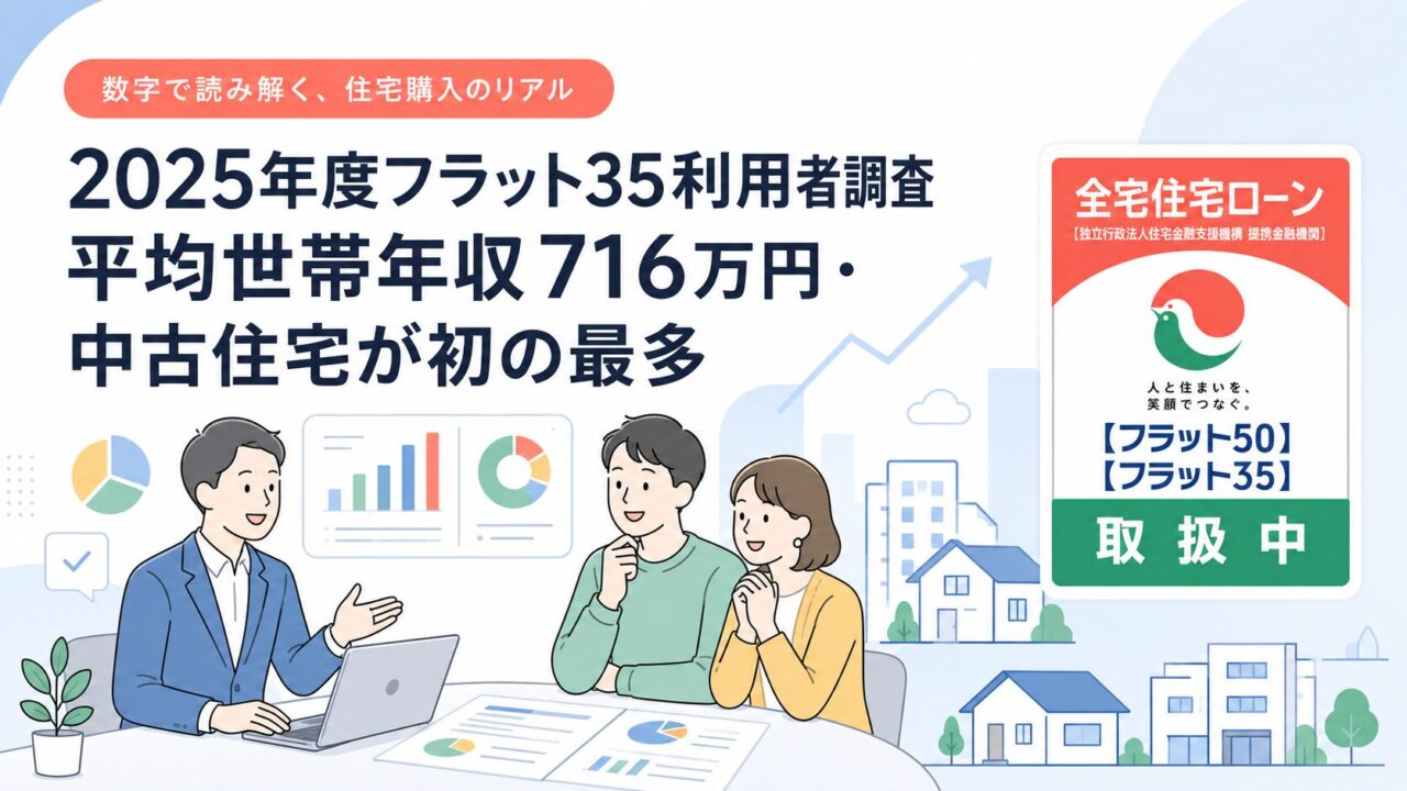 2025年度フラット35利用者調査｜平均世帯年収716万円・中古住宅が初の最多