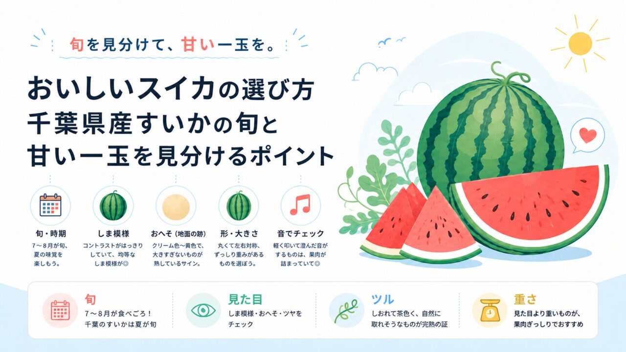 おいしいスイカの選び方｜千葉県産すいかの旬と甘い一玉を見分けるポイント
