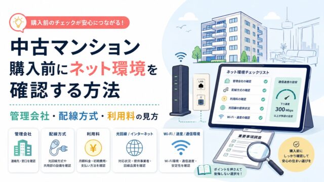 中古マンション購入前にネット環境を確認する方法｜管理会社・配線方式・利用料の見方