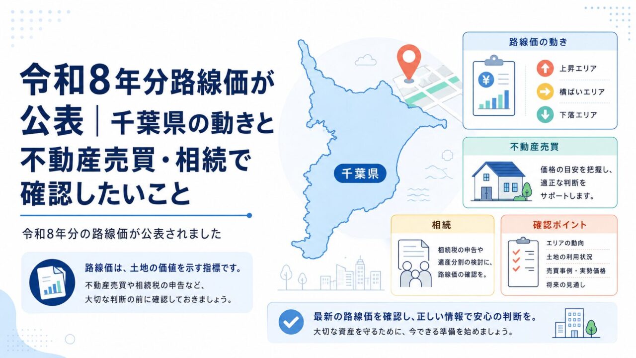 令和8年分路線価が公表｜千葉県の動きと不動産売買・相続で確認したいこと
