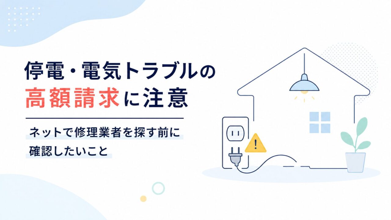 停電・電気トラブルの高額請求に注意｜ネットで修理業者を探す前に確認したいこと