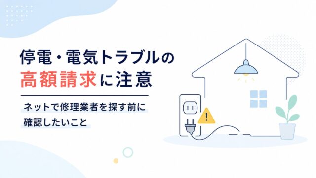 停電・電気トラブルの高額請求に注意｜ネットで修理業者を探す前に確認したいこと