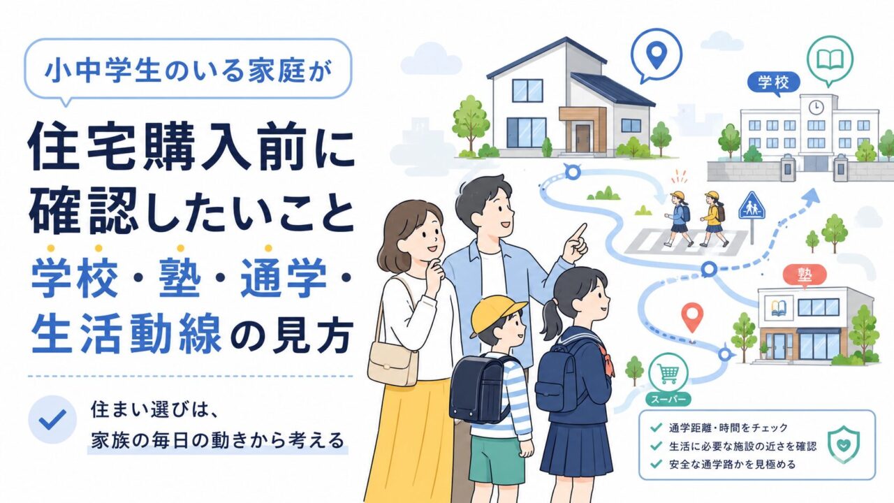 小中学生のいる家庭が住宅購入前に確認したいこと｜学校・塾・通学・生活動線の見方