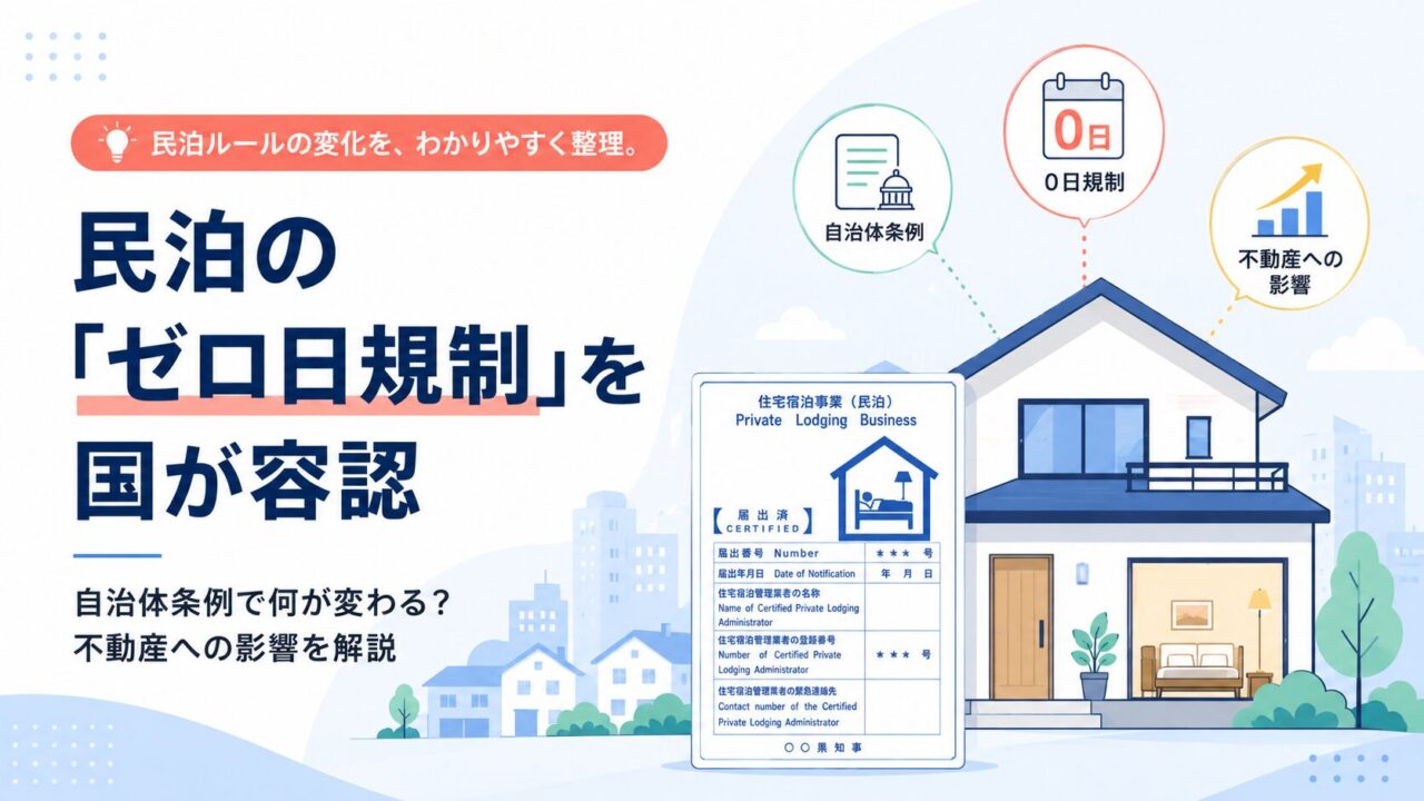 民泊の「ゼロ日規制」を国が容認｜自治体条例で何が変わる？不動産への影響を解説