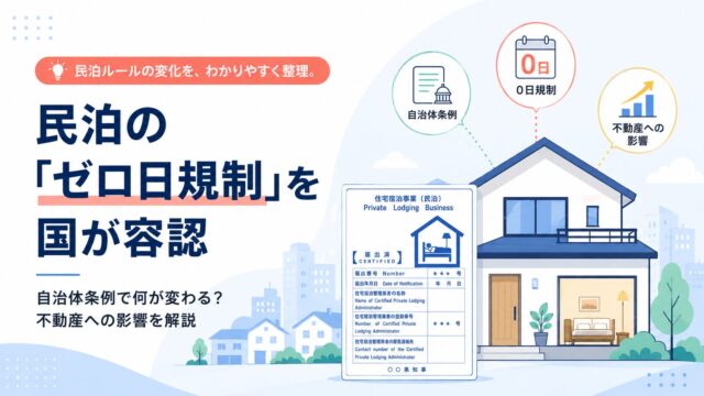 民泊の「ゼロ日規制」を国が容認｜自治体条例で何が変わる？不動産への影響を解説