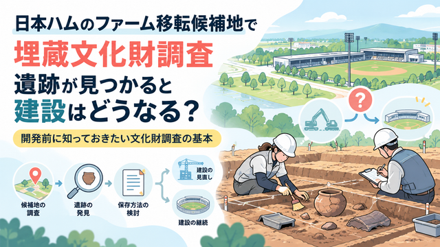 日本ハムのファーム移転候補地で埋蔵文化財調査｜遺跡が見つかると建設はどうなる？