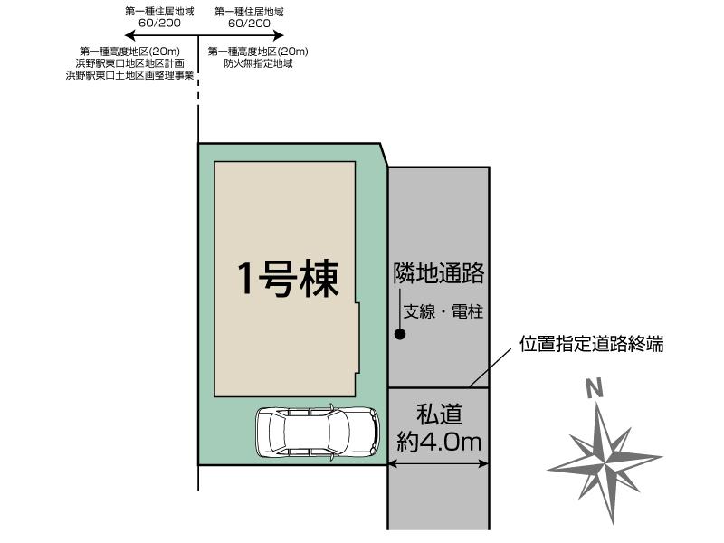 千葉市中央区浜野町新築戸建の区画図