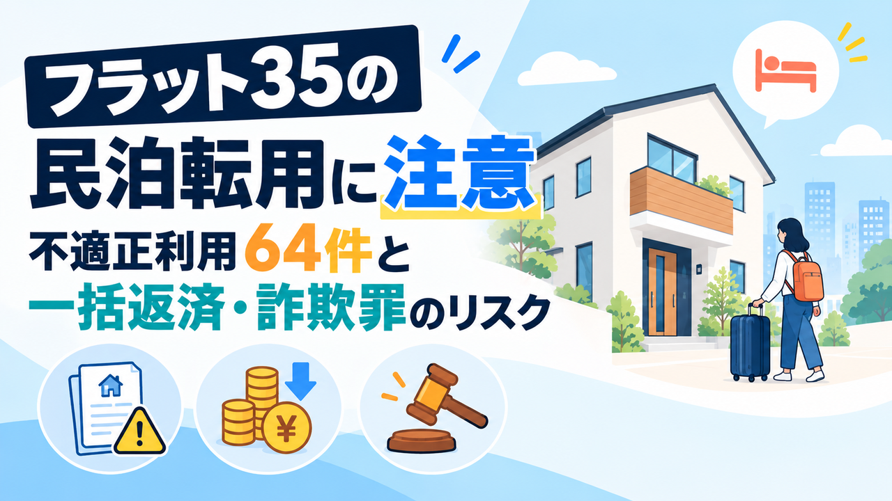 フラット35の民泊転用に注意｜不適正利用64件と一括返済・詐欺罪のリスク